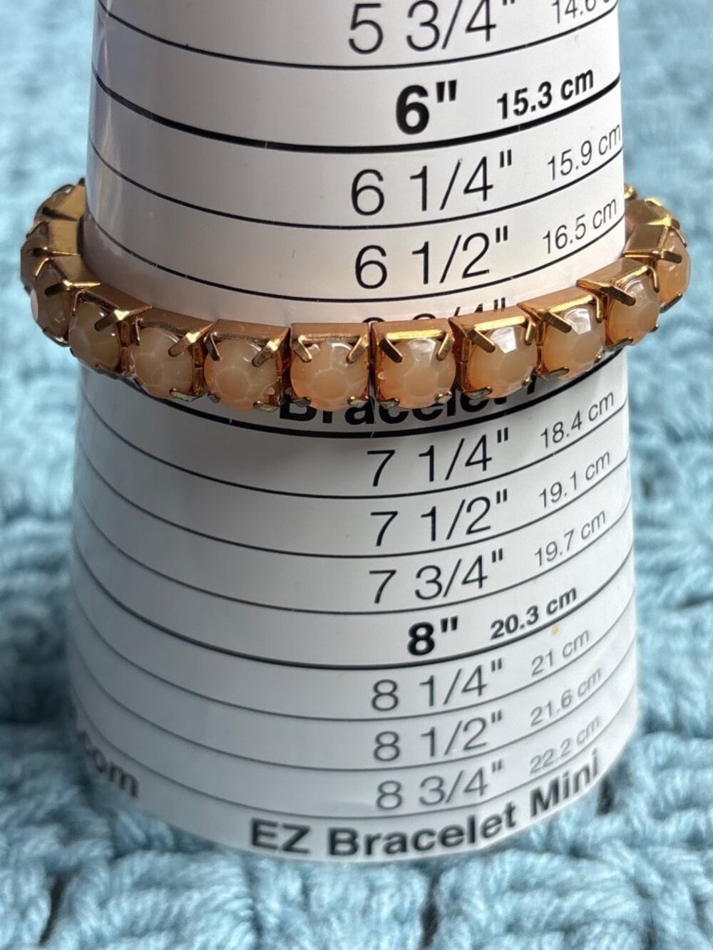 Tan Rhinestone Goldtone Stretchy Bracelet 6.75 inches Unstretched